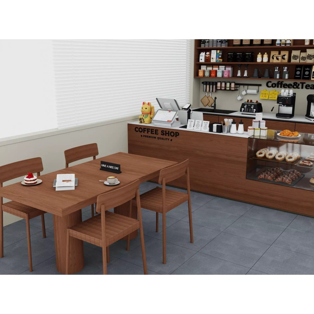 Modern Coffee Bar 3D Model – Low Poly Interior Scene, FBX - View 6