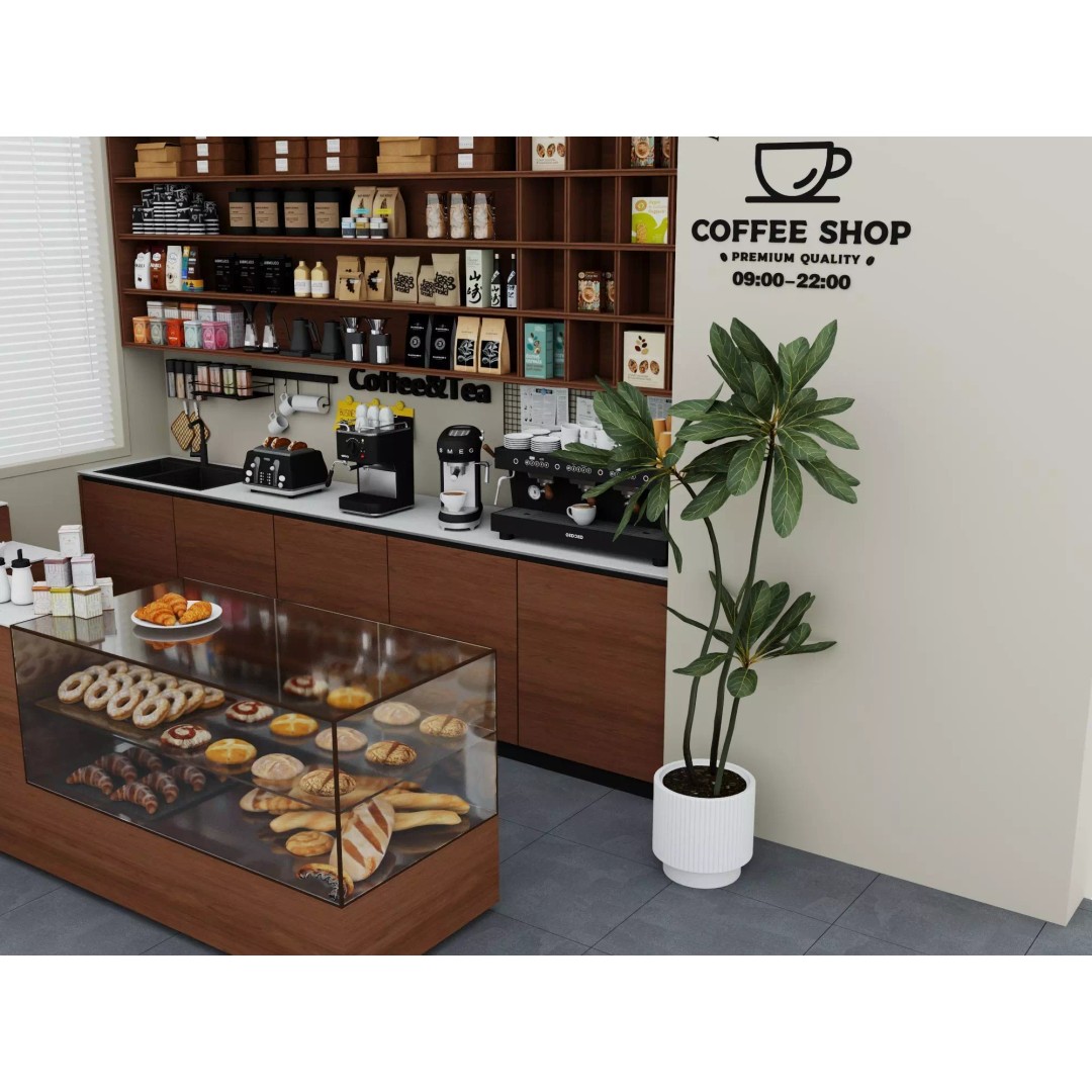 Modern Coffee Bar 3D Model – Low Poly Interior Scene, FBX - View 8
