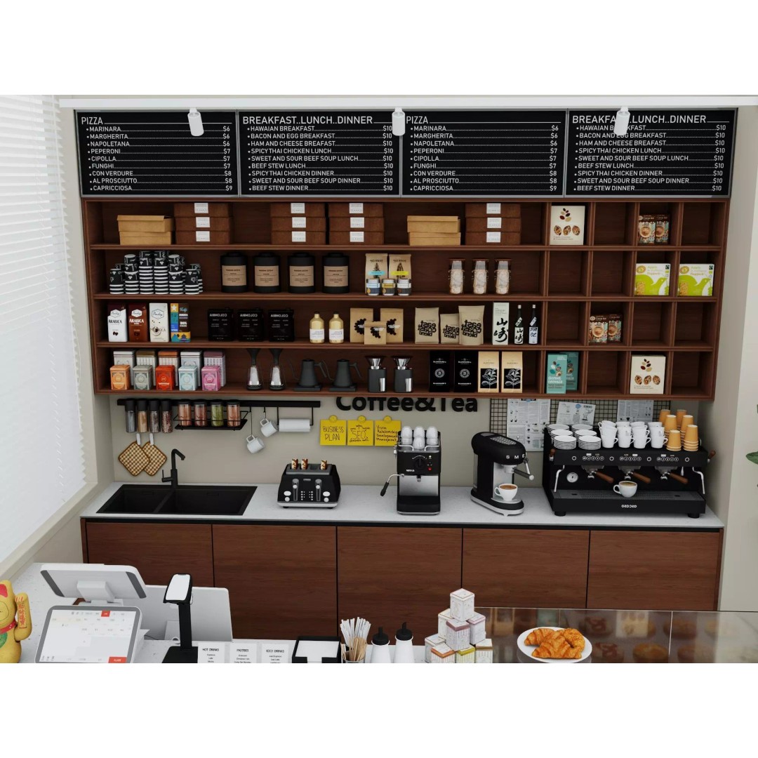 Modern Coffee Bar 3D Model – Low Poly Interior Scene, FBX - View 9