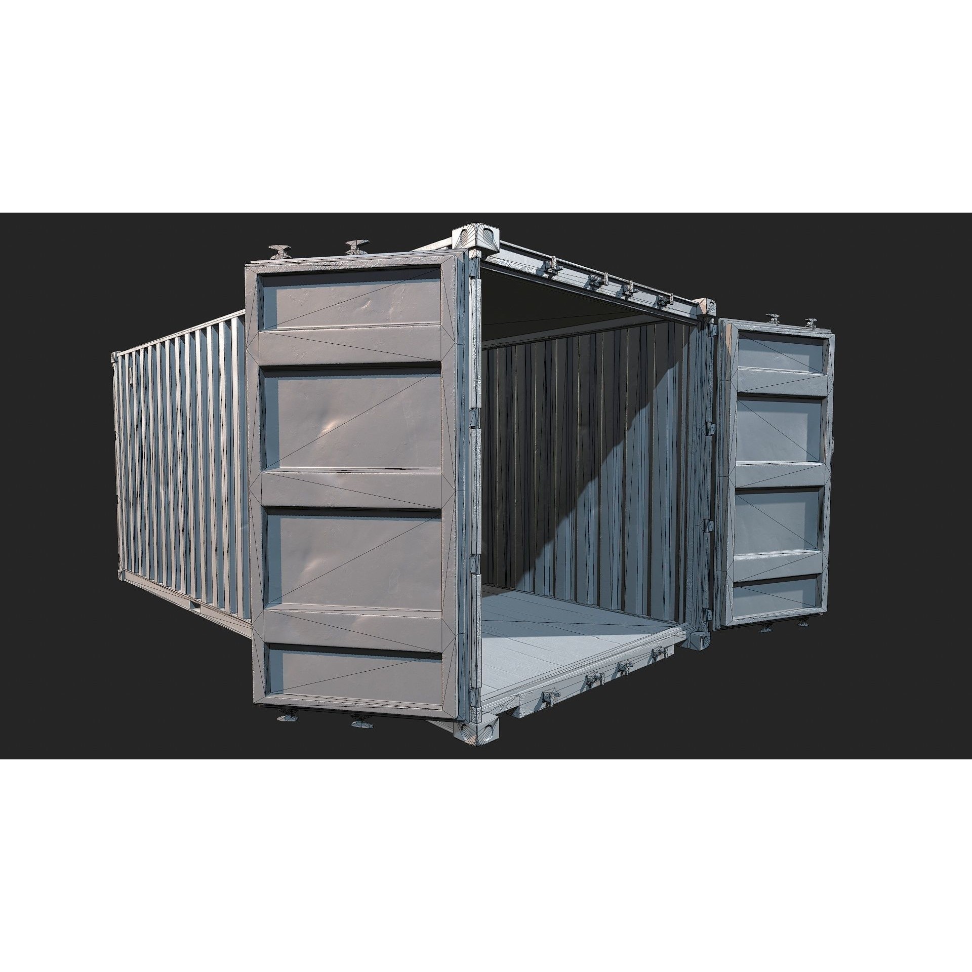 Low Poly PBR Shipping Container - Low-Poly Game-Ready 3D Model - View 18