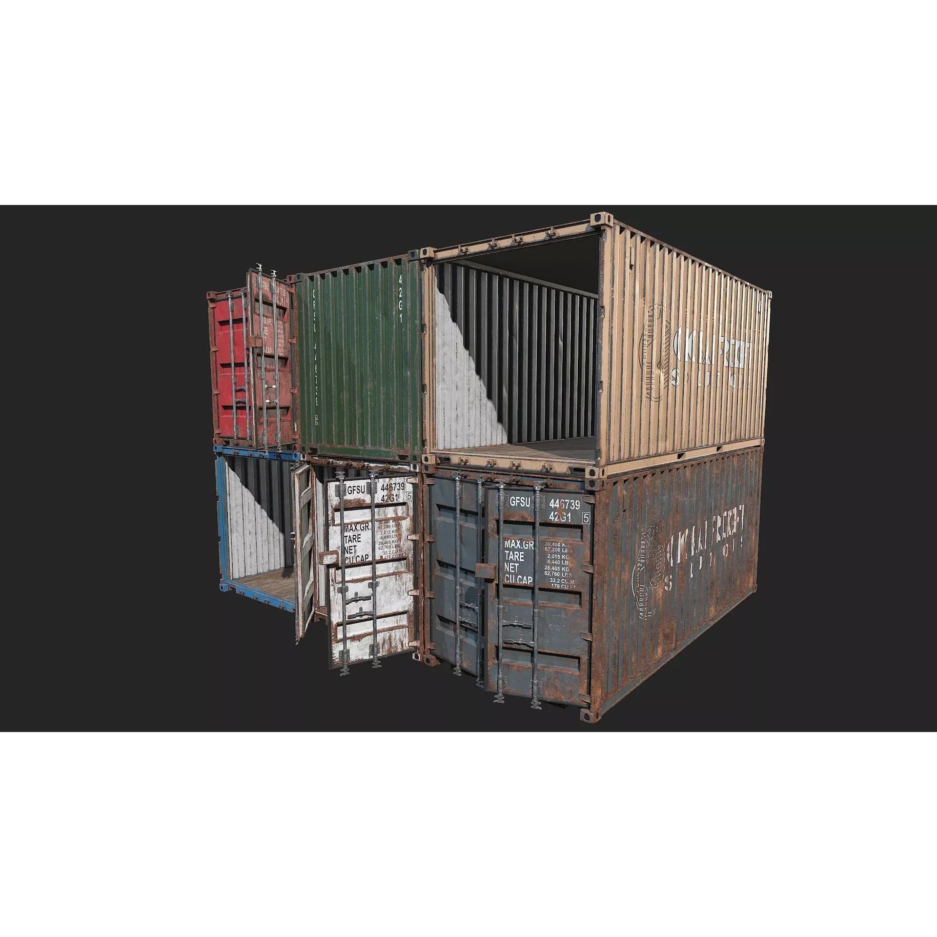 Low Poly PBR Shipping Container - Low-Poly Game-Ready 3D Model - View 2