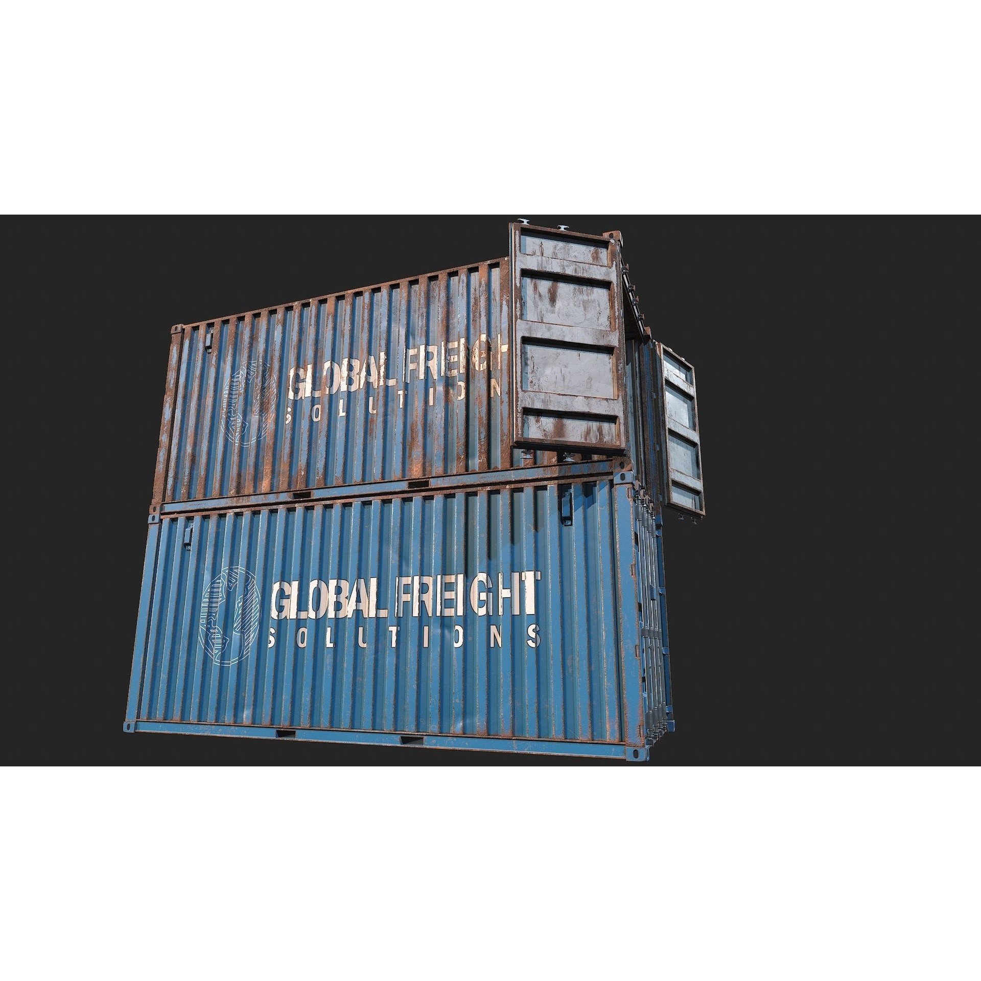 Low Poly PBR Shipping Container - Low-Poly Game-Ready 3D Model - View 21