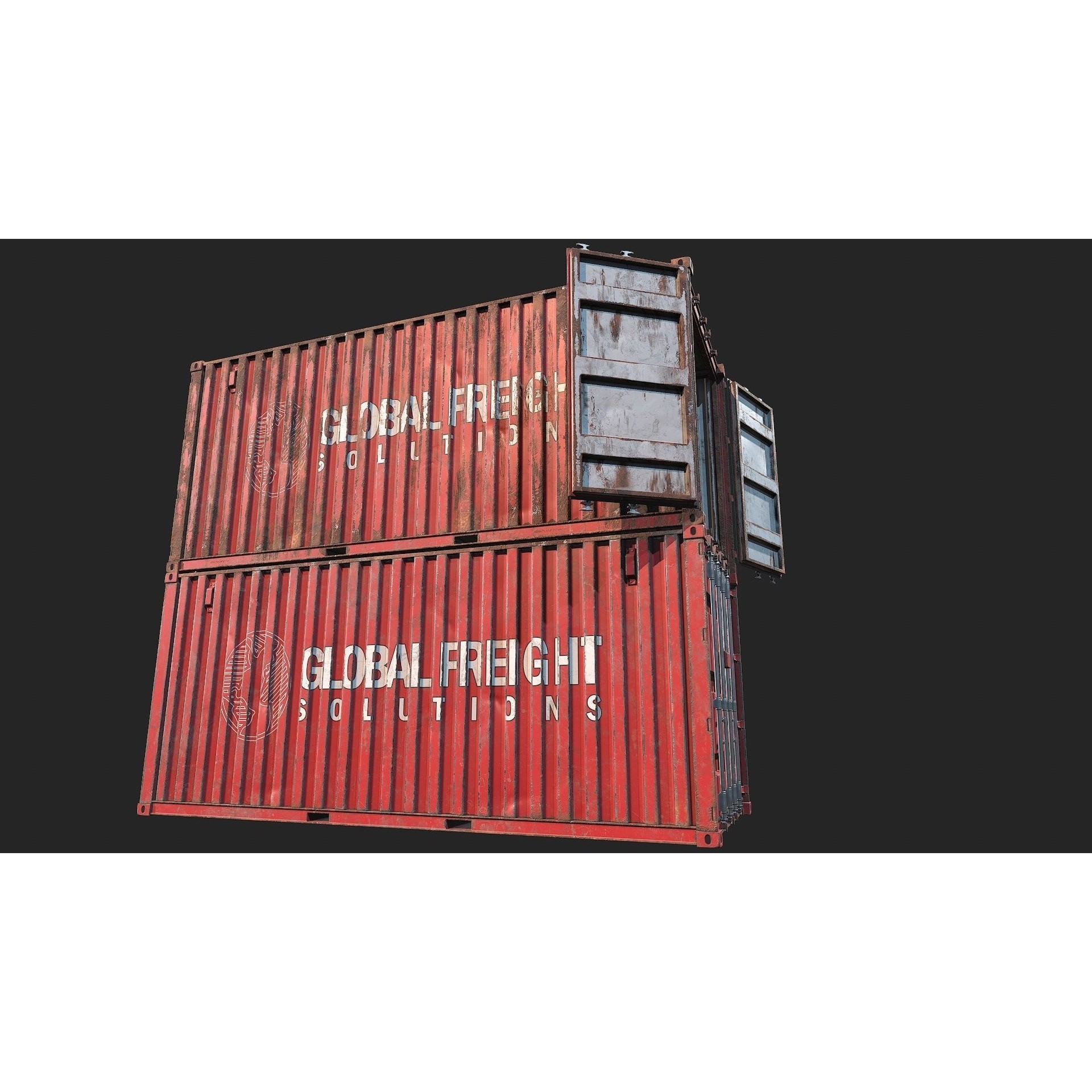 Low Poly PBR Shipping Container - Low-Poly Game-Ready 3D Model - View 22