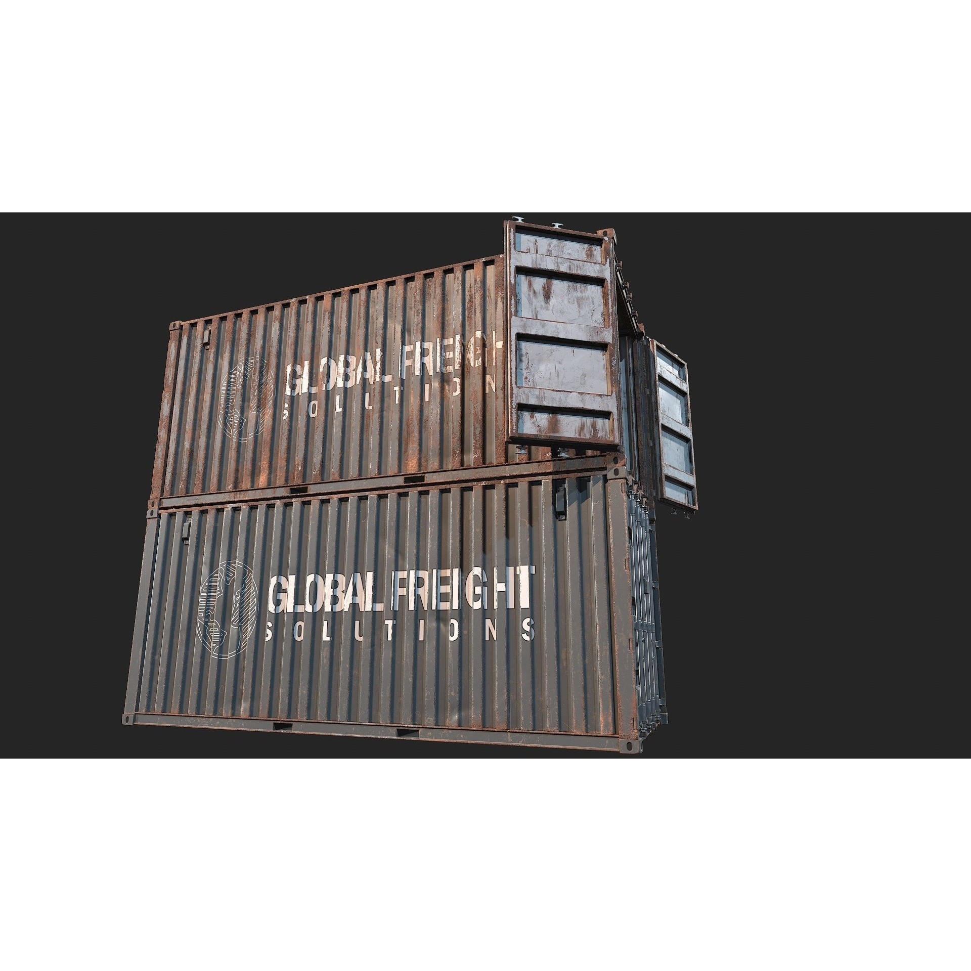 Low Poly PBR Shipping Container - Low-Poly Game-Ready 3D Model - View 23
