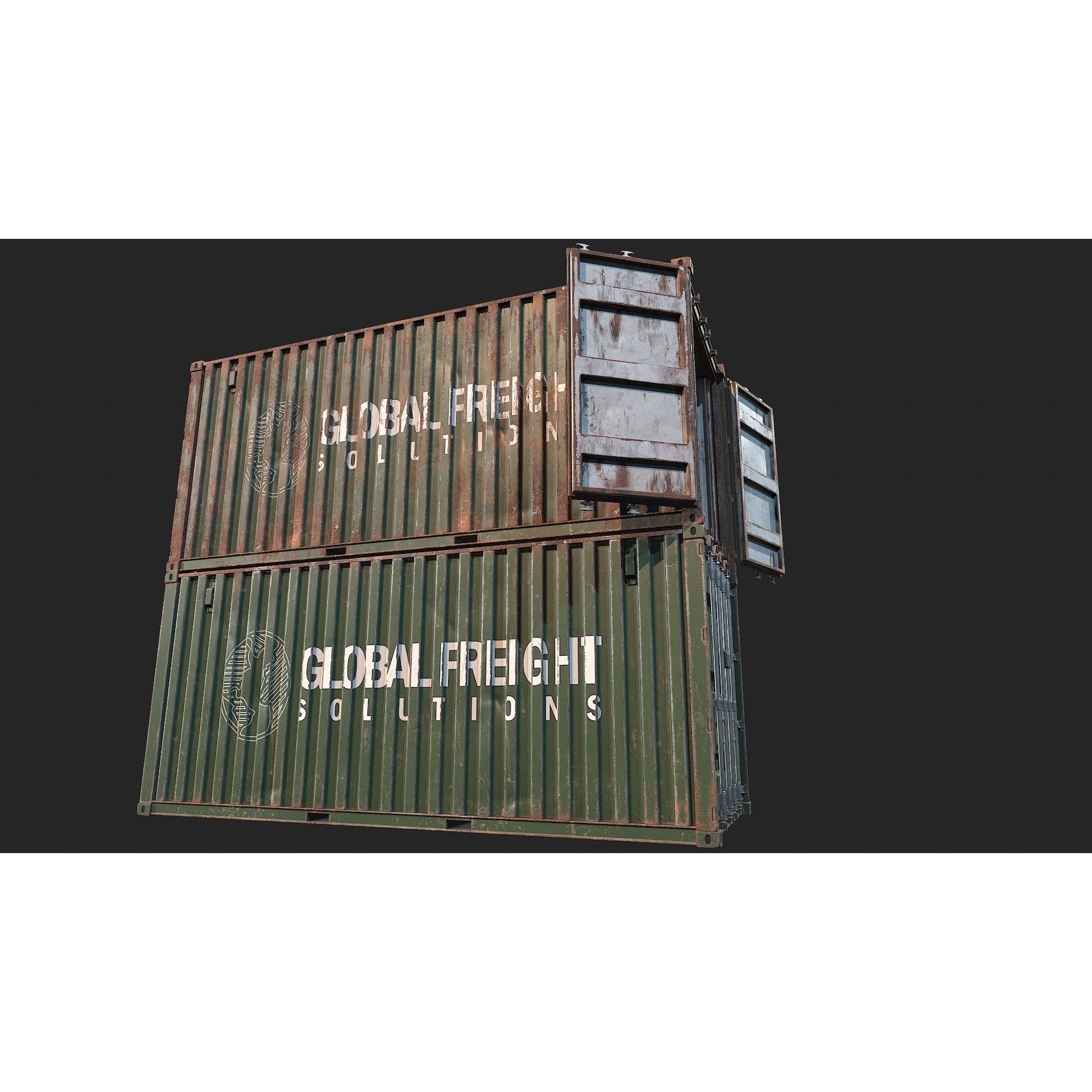 Low Poly PBR Shipping Container - Low-Poly Game-Ready 3D Model - View 24