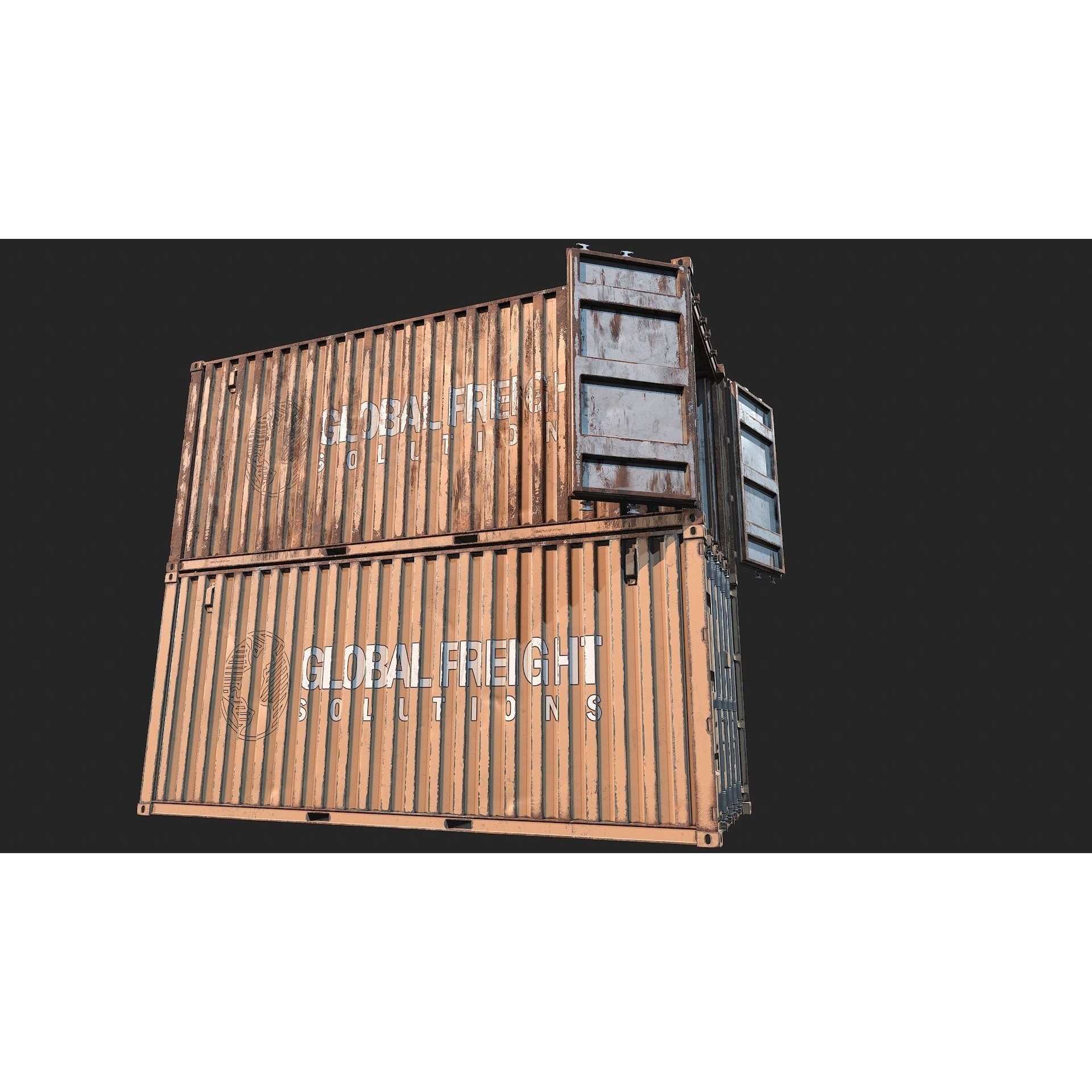 Low Poly PBR Shipping Container - Low-Poly Game-Ready 3D Model - View 25