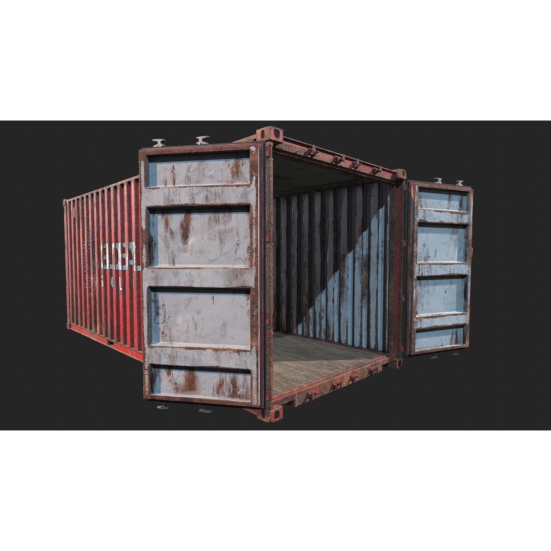 Low Poly PBR Shipping Container - Low-Poly Game-Ready 3D Model - View 6