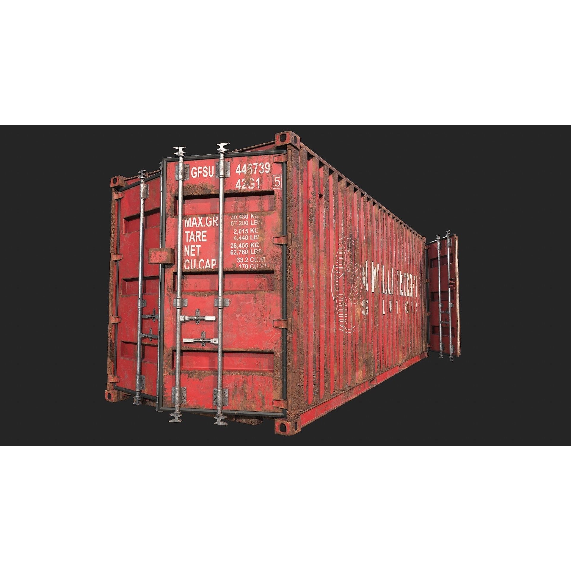 Low Poly PBR Shipping Container - Low-Poly Game-Ready 3D Model - View 7