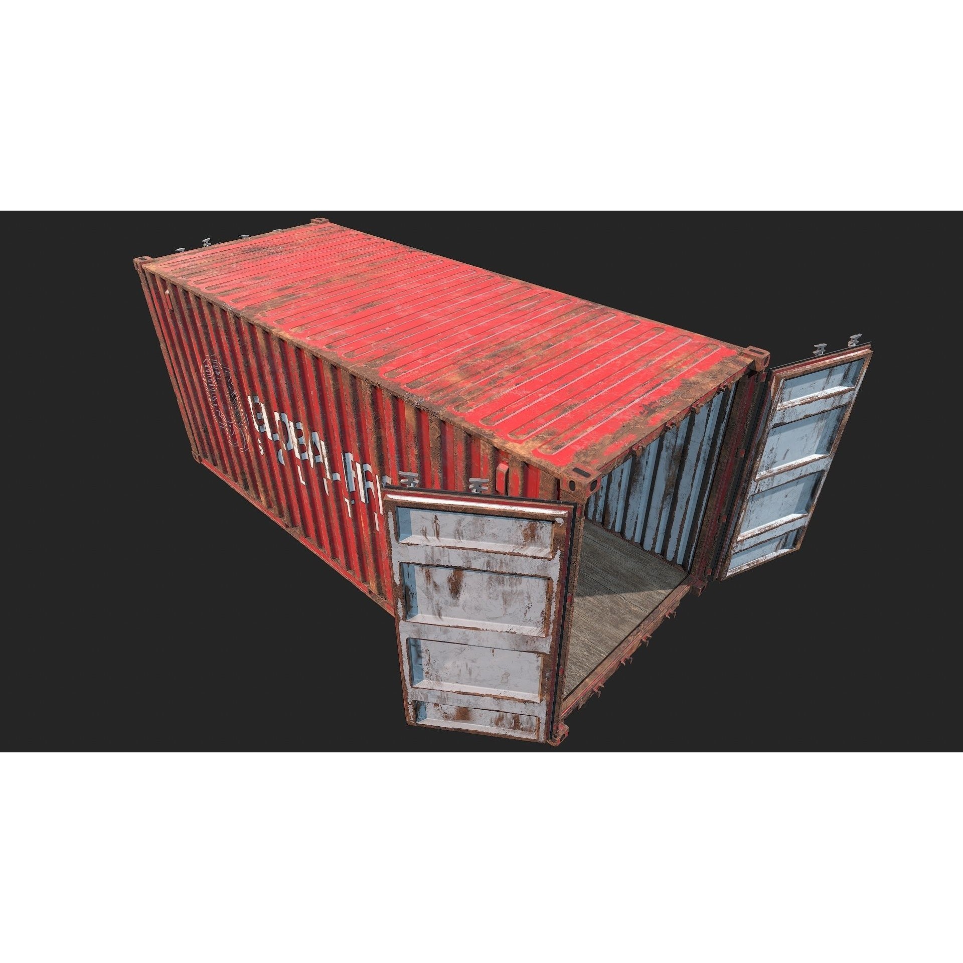 Low Poly PBR Shipping Container - Low-Poly Game-Ready 3D Model - View 8