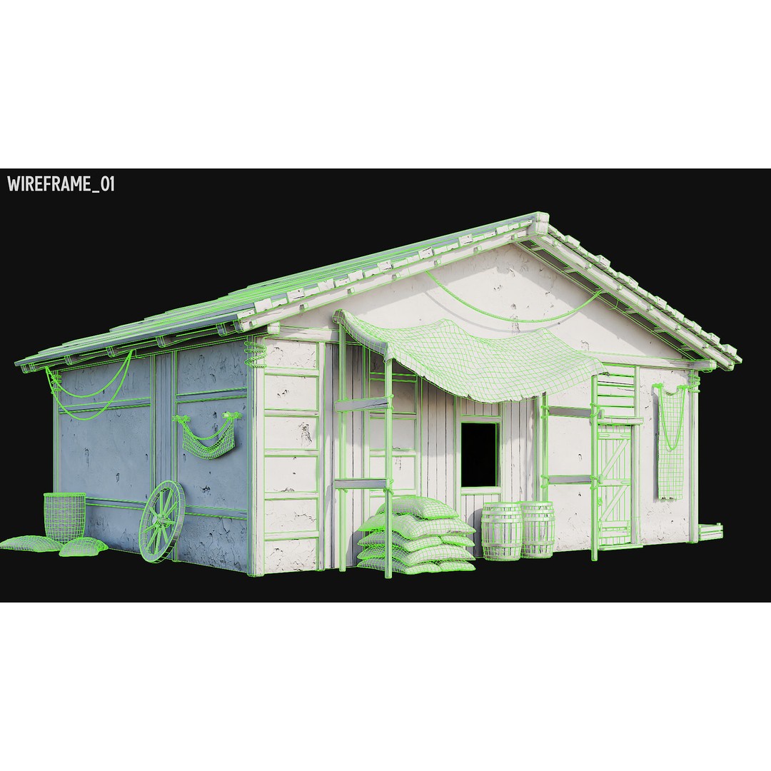 Medieval House 3D Model – Low Poly PBR Asset, FBX, OBJ, Blender - View 12