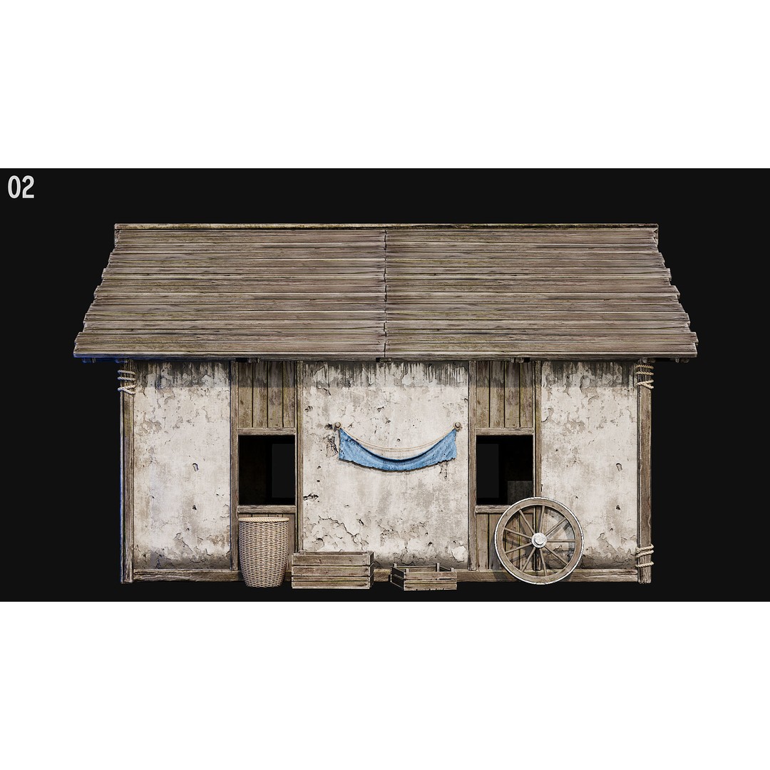 Medieval House 3D Model – Low Poly PBR Asset, FBX, OBJ, Blender - View 14