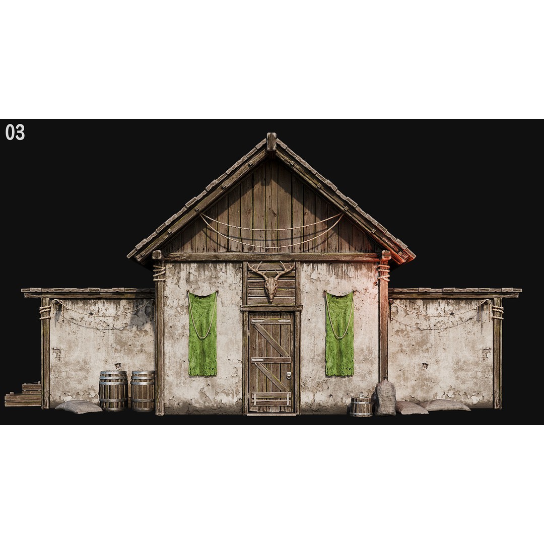 Medieval House 3D Model – Low Poly PBR Asset, FBX, OBJ, Blender - View 17