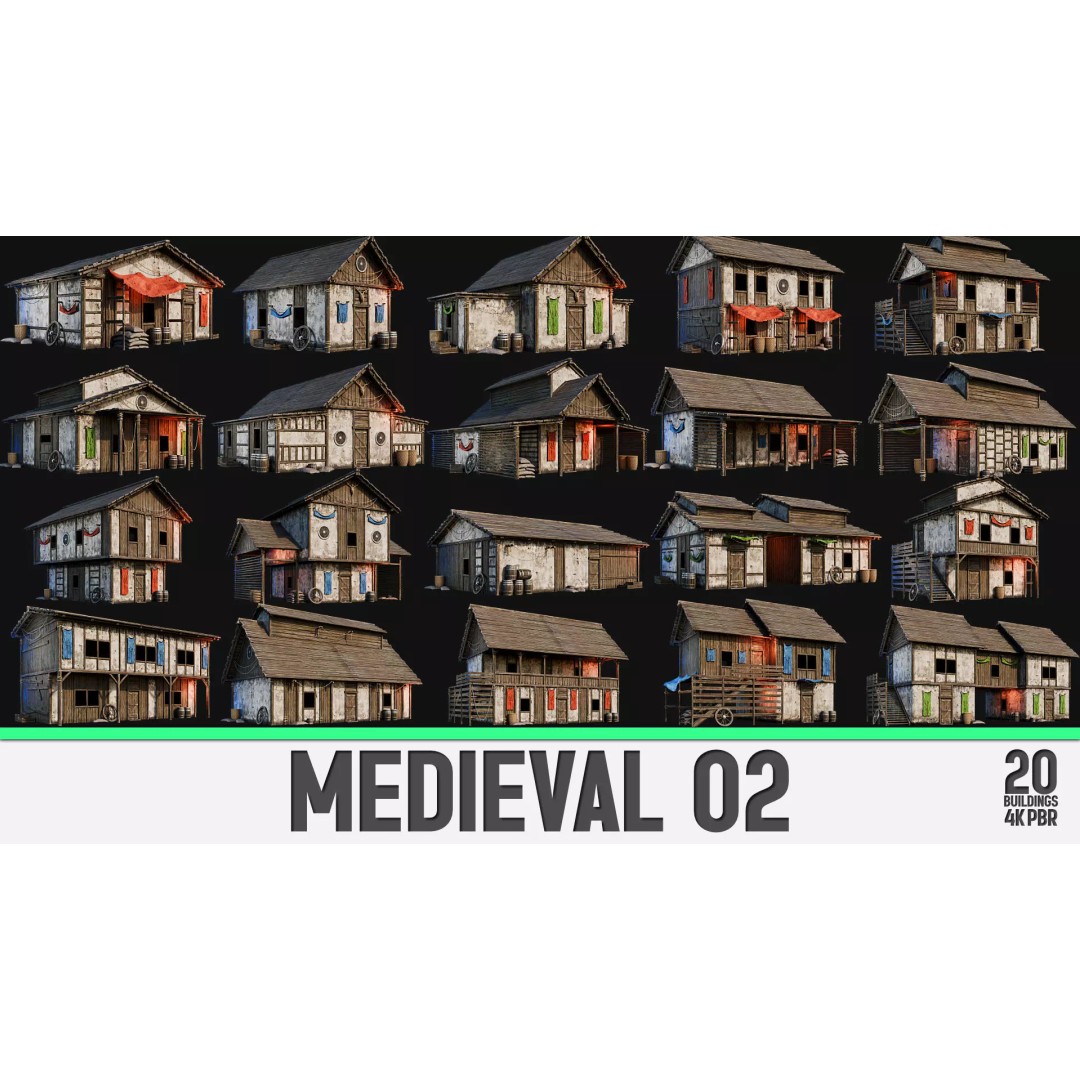 Medieval House 3D Model – Low Poly PBR Asset, FBX, OBJ, Blender - View 2