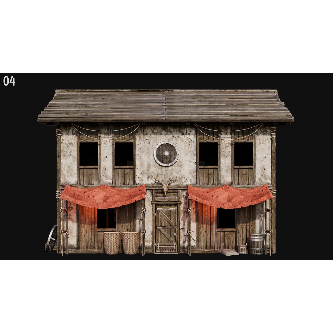 Medieval House 3D Model – Low Poly PBR Asset, FBX, OBJ, Blender - View 20