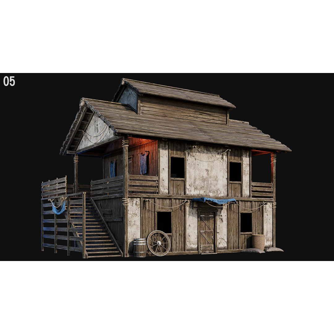 Medieval House 3D Model – Low Poly PBR Asset, FBX, OBJ, Blender - View 22