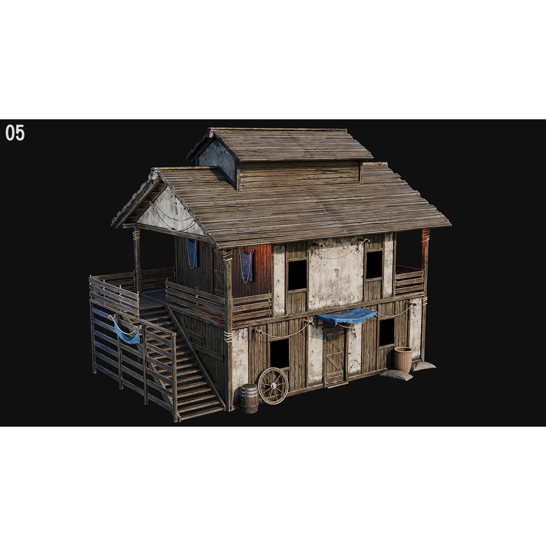 Medieval House 3D Model – Low Poly PBR Asset, FBX, OBJ, Blender - View 24