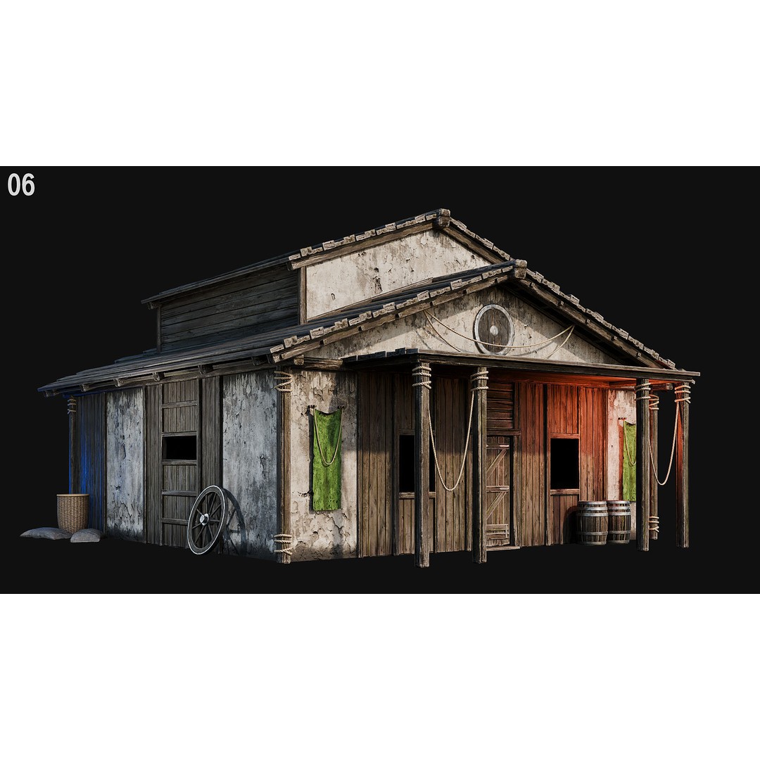 Medieval House 3D Model – Low Poly PBR Asset, FBX, OBJ, Blender - View 25