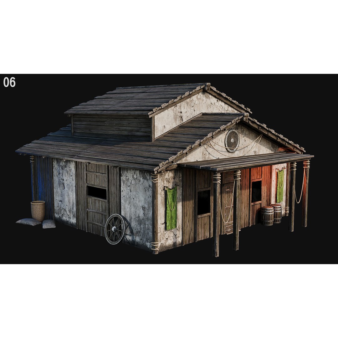 Medieval House 3D Model – Low Poly PBR Asset, FBX, OBJ, Blender - View 27