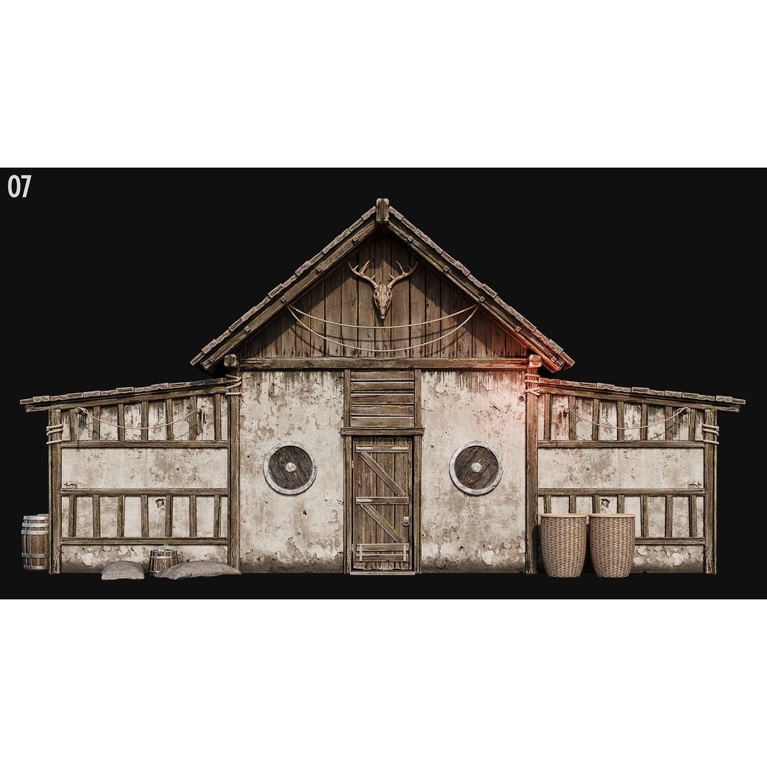 Medieval House 3D Model – Low Poly PBR Asset, FBX, OBJ, Blender - View 29