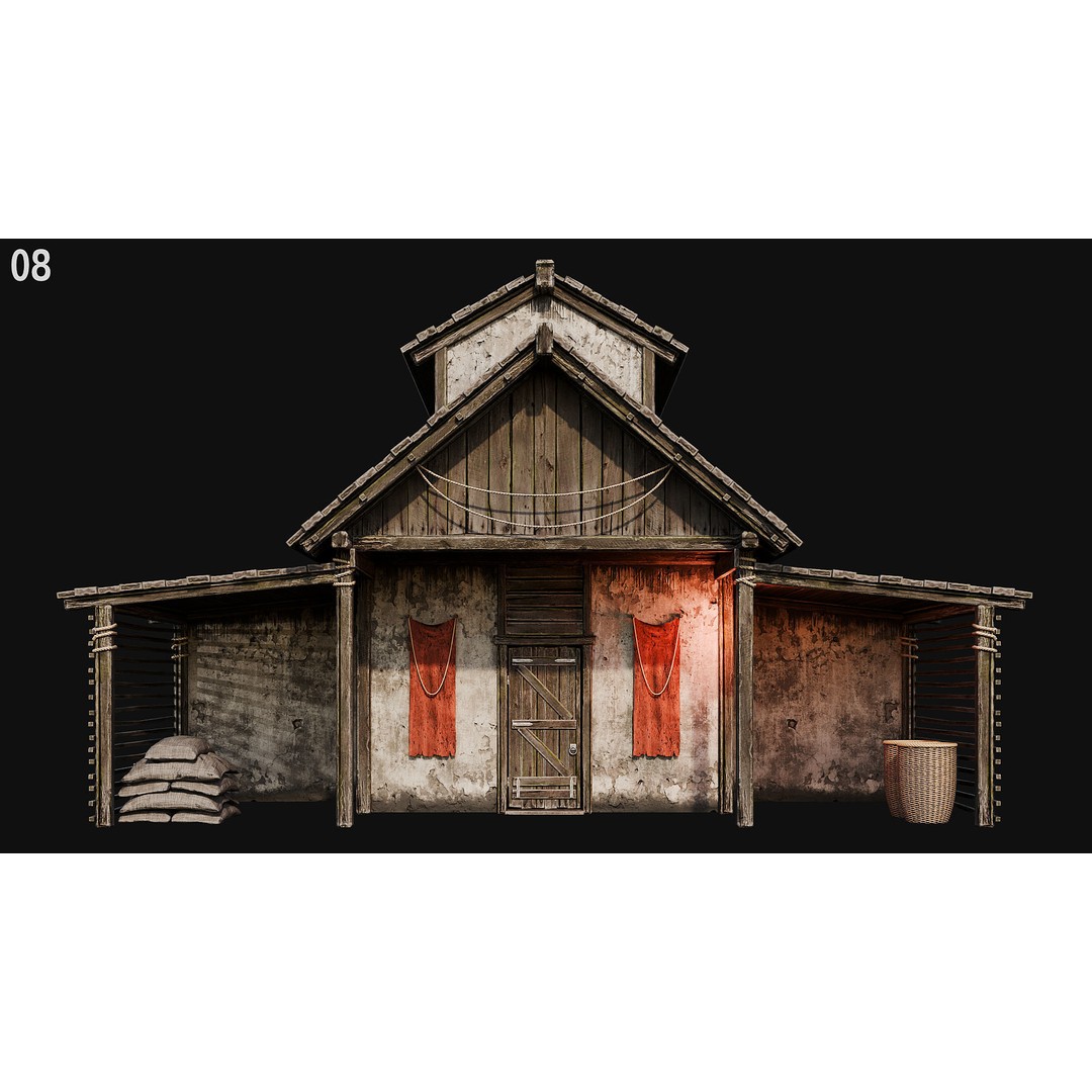 Medieval House 3D Model – Low Poly PBR Asset, FBX, OBJ, Blender - View 32