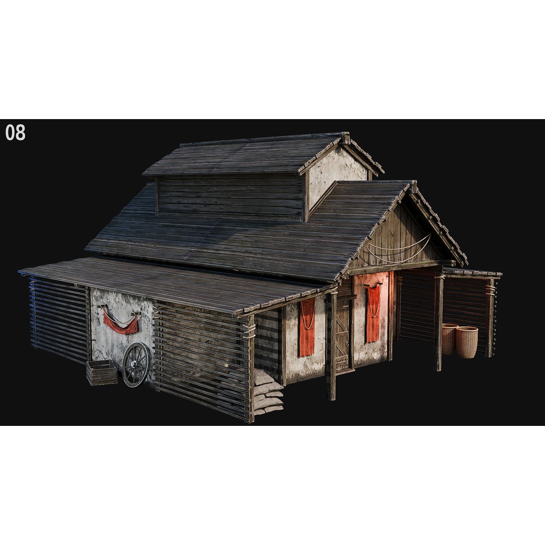 Medieval House 3D Model – Low Poly PBR Asset, FBX, OBJ, Blender - View 33