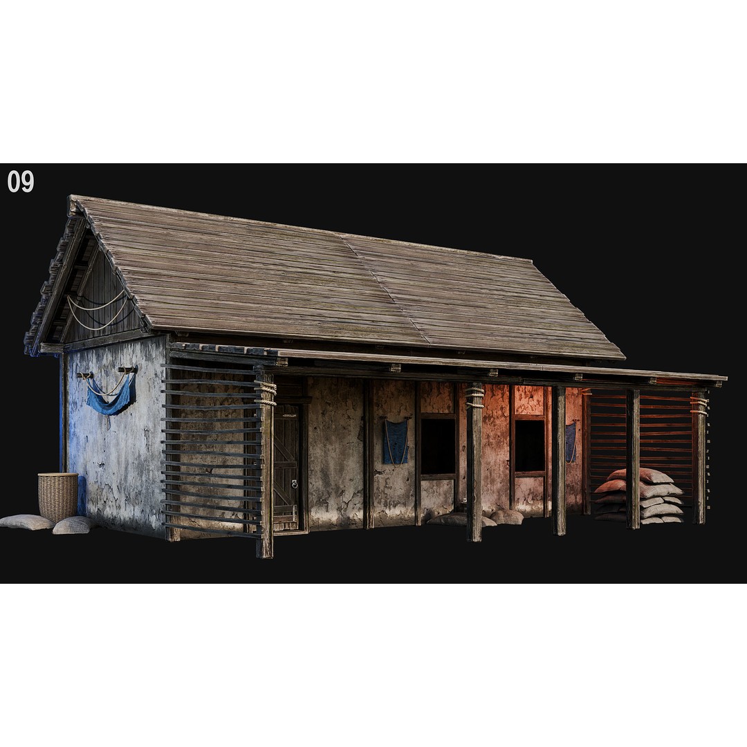 Medieval House 3D Model – Low Poly PBR Asset, FBX, OBJ, Blender - View 34