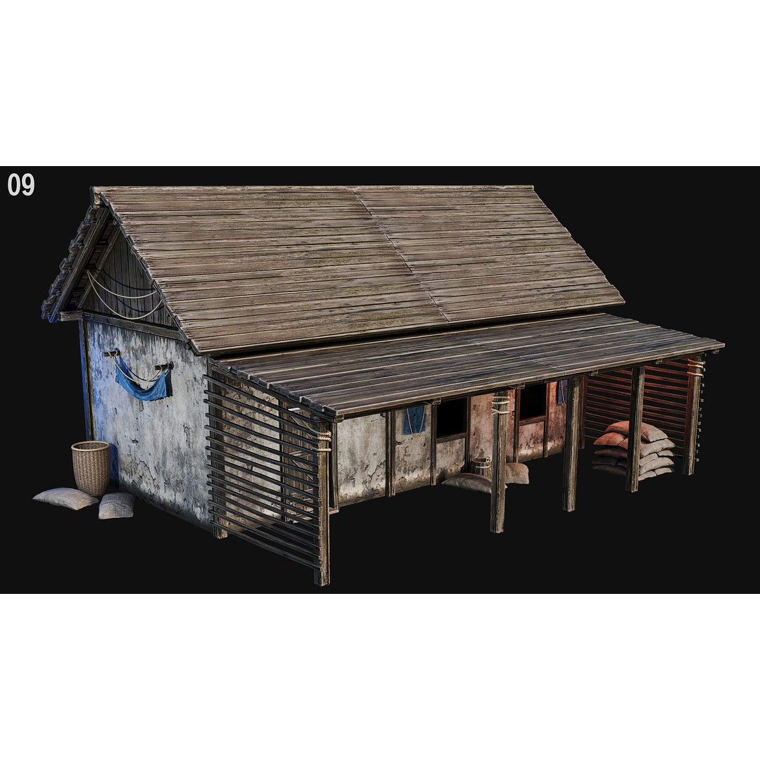 Medieval House 3D Model – Low Poly PBR Asset, FBX, OBJ, Blender - View 36