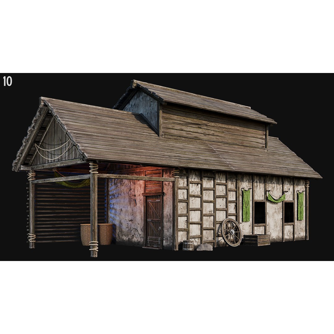 Medieval House 3D Model – Low Poly PBR Asset, FBX, OBJ, Blender - View 37