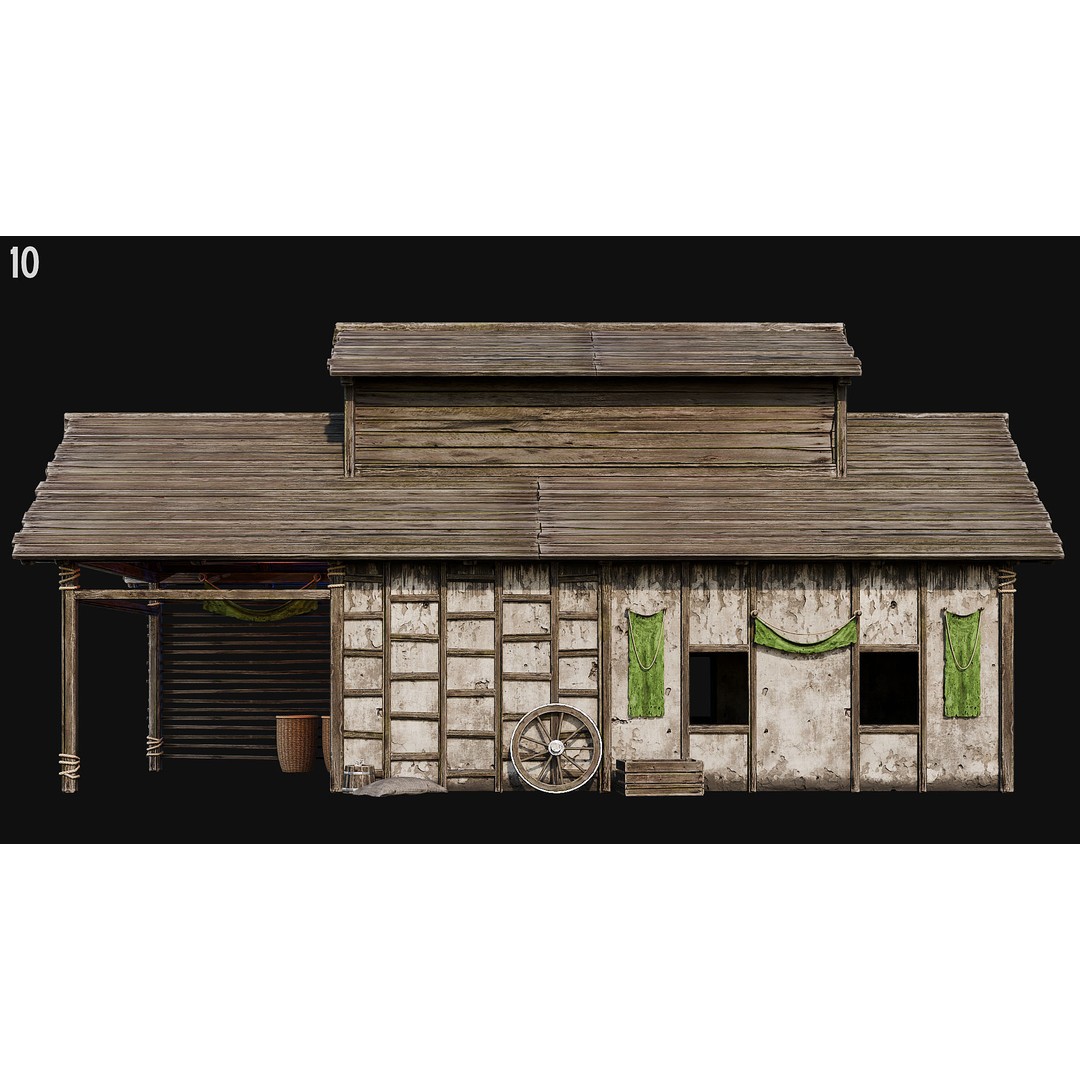 Medieval House 3D Model – Low Poly PBR Asset, FBX, OBJ, Blender - View 38