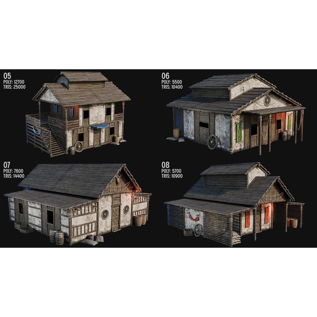Medieval House 3D Model – Low Poly PBR Asset, FBX, OBJ, Blender - View 4