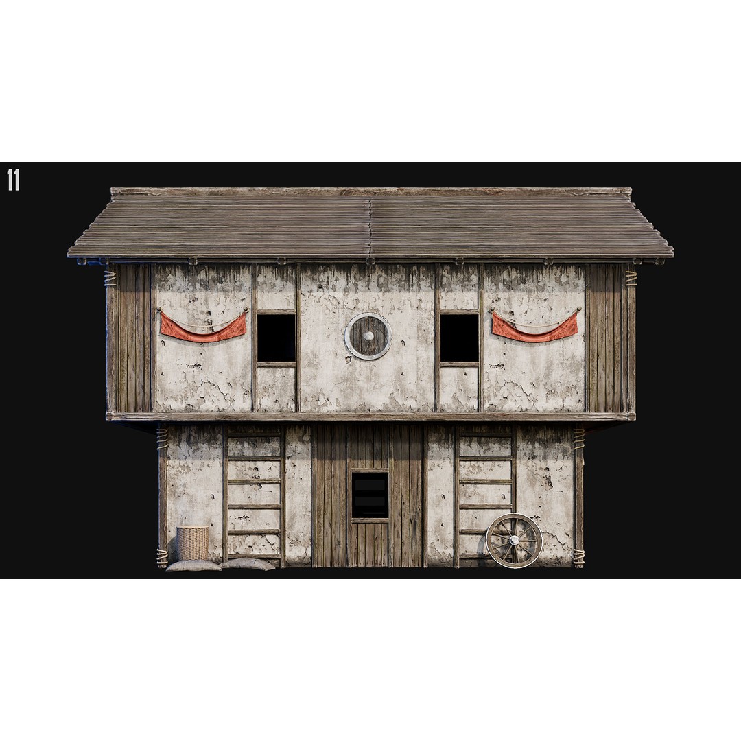 Medieval House 3D Model – Low Poly PBR Asset, FBX, OBJ, Blender - View 41