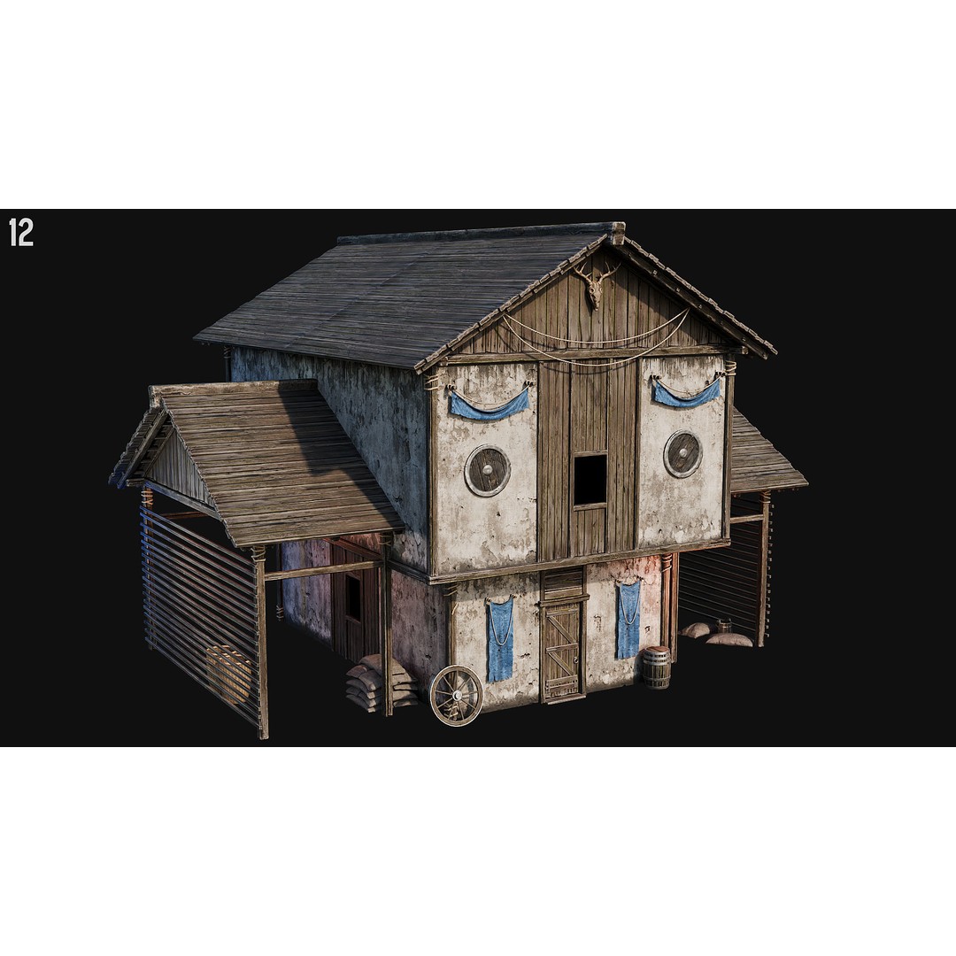 Medieval House 3D Model – Low Poly PBR Asset, FBX, OBJ, Blender - View 45