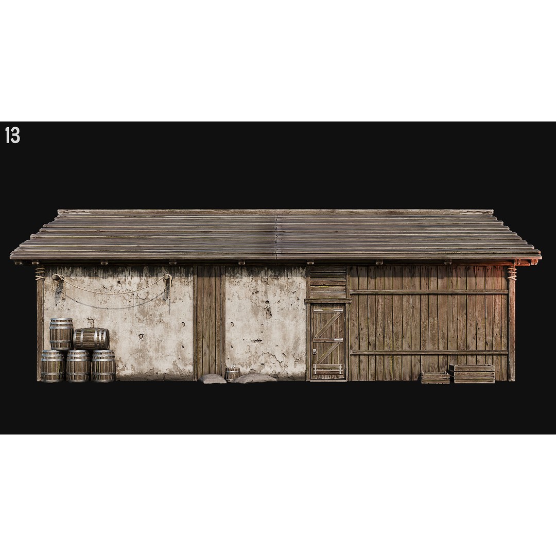 Medieval House 3D Model – Low Poly PBR Asset, FBX, OBJ, Blender - View 47