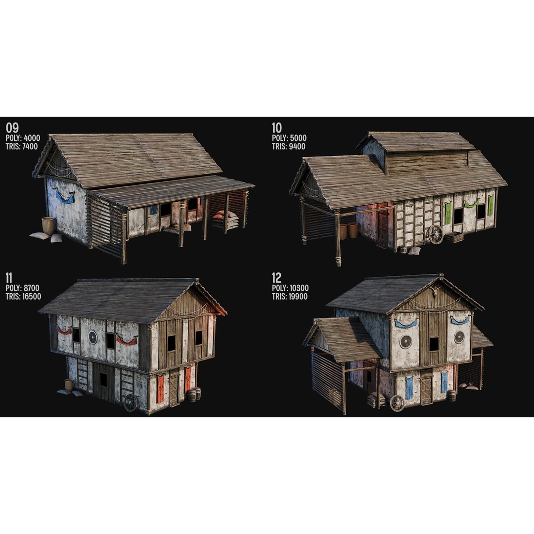 Medieval House 3D Model – Low Poly PBR Asset, FBX, OBJ, Blender - View 5