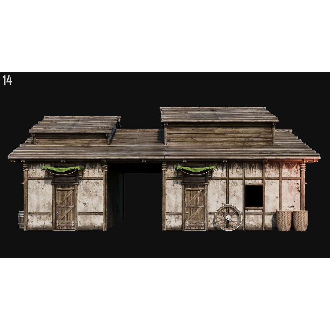 Medieval House 3D Model – Low Poly PBR Asset, FBX, OBJ, Blender - View 50