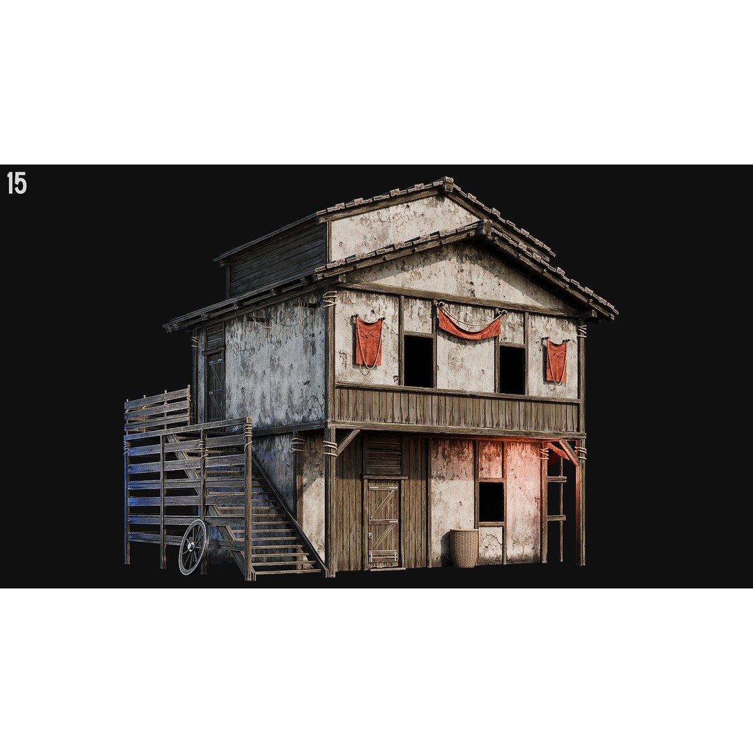 Medieval House 3D Model – Low Poly PBR Asset, FBX, OBJ, Blender - View 52