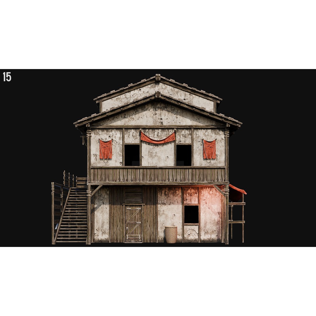Medieval House 3D Model – Low Poly PBR Asset, FBX, OBJ, Blender - View 53