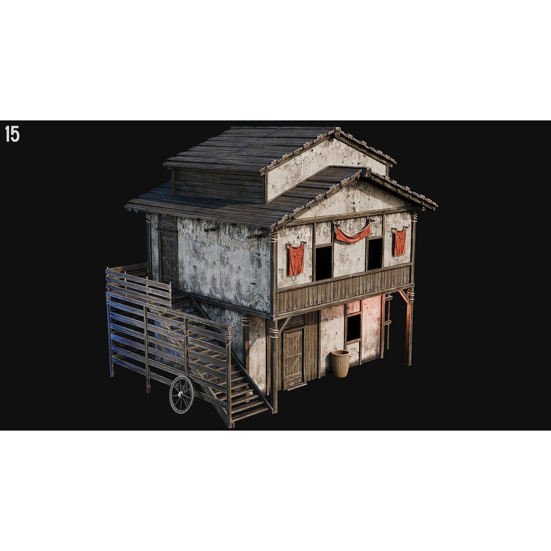 Medieval House 3D Model – Low Poly PBR Asset, FBX, OBJ, Blender - View 54