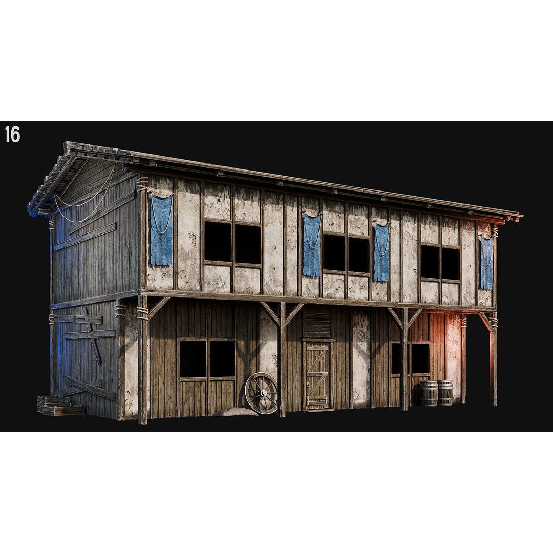 Medieval House 3D Model – Low Poly PBR Asset, FBX, OBJ, Blender - View 55