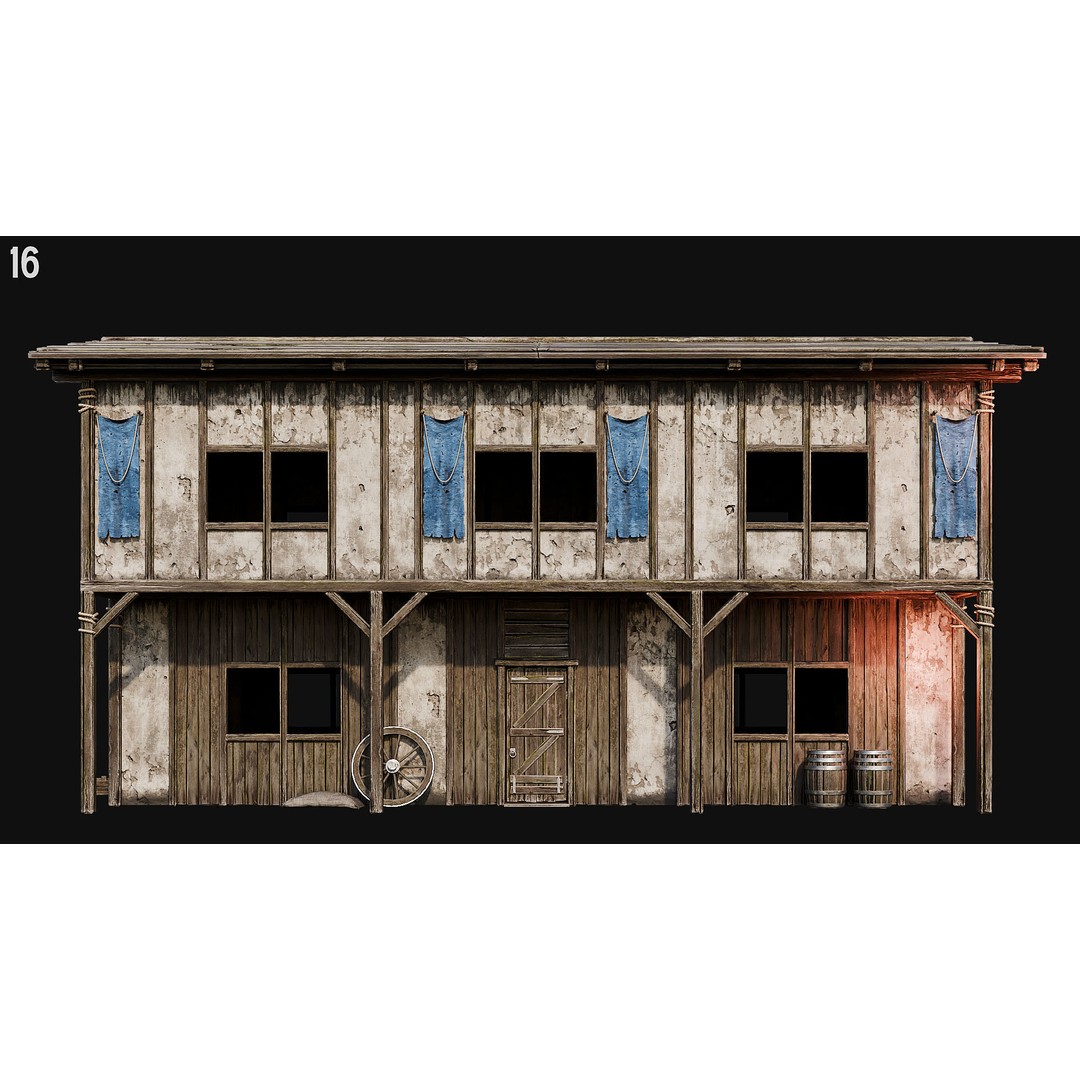 Medieval House 3D Model – Low Poly PBR Asset, FBX, OBJ, Blender - View 56