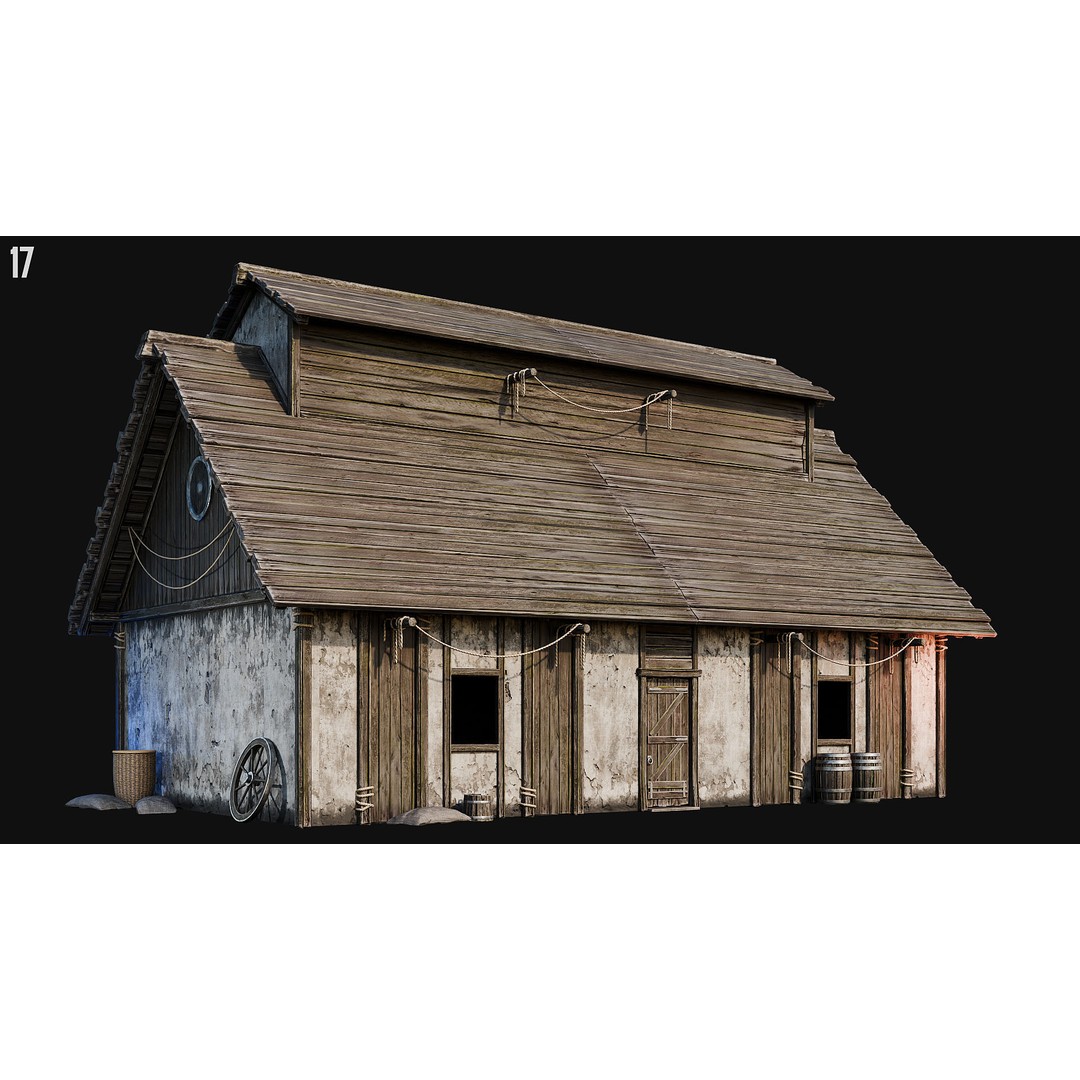 Medieval House 3D Model – Low Poly PBR Asset, FBX, OBJ, Blender - View 58