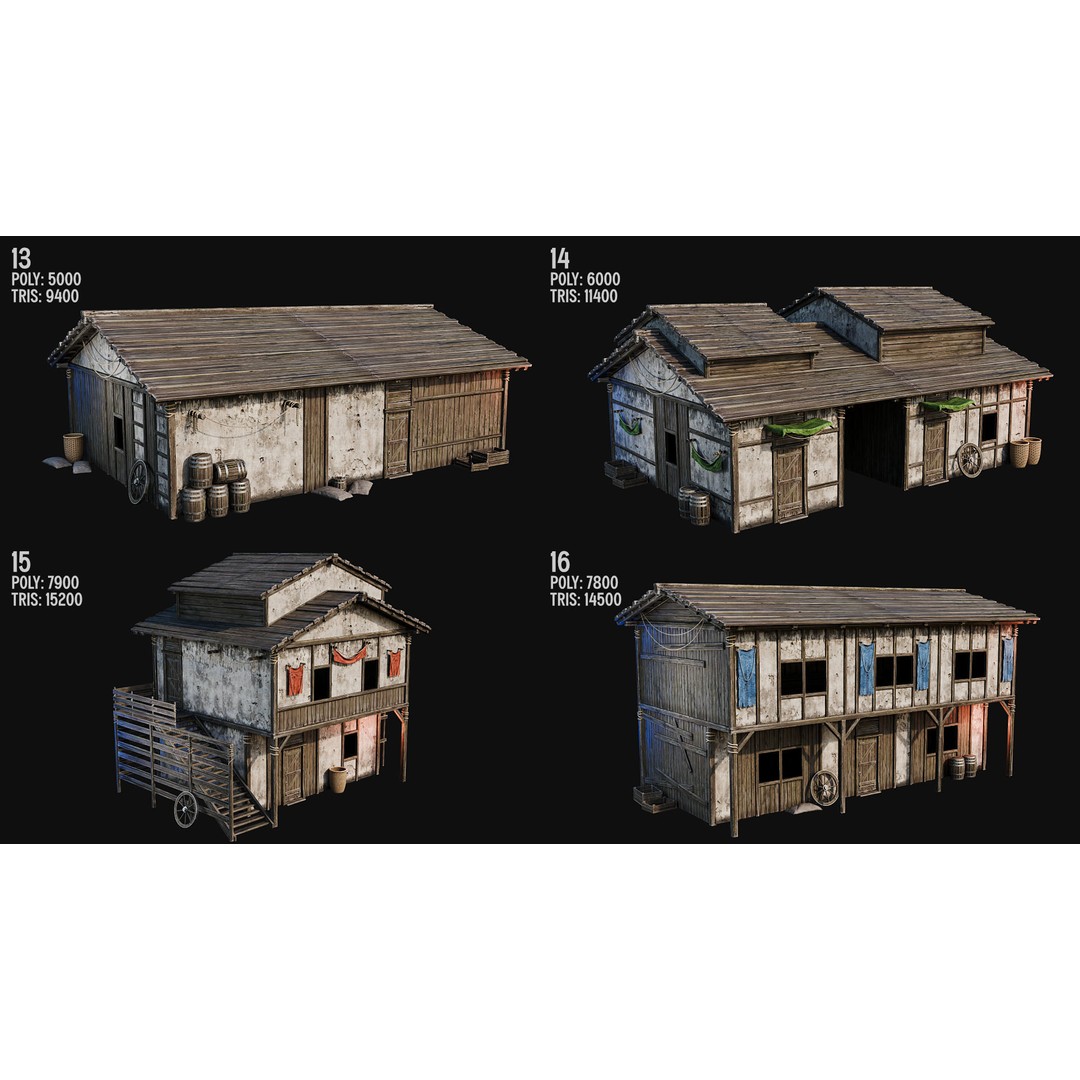 Medieval House 3D Model – Low Poly PBR Asset, FBX, OBJ, Blender - View 6
