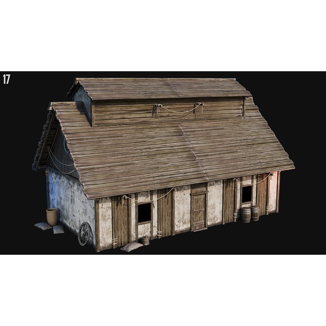 Medieval House 3D Model – Low Poly PBR Asset, FBX, OBJ, Blender - View 60