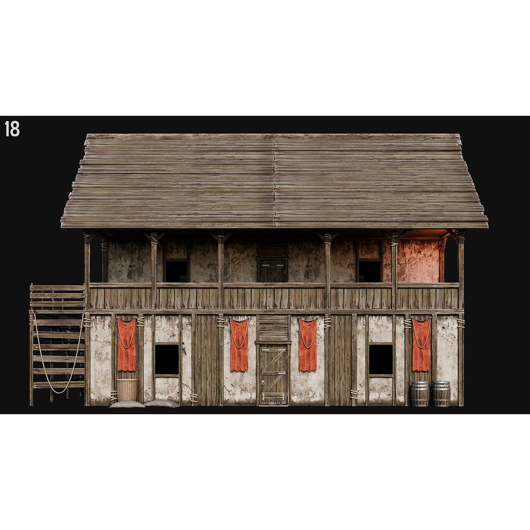 Medieval House 3D Model – Low Poly PBR Asset, FBX, OBJ, Blender - View 62