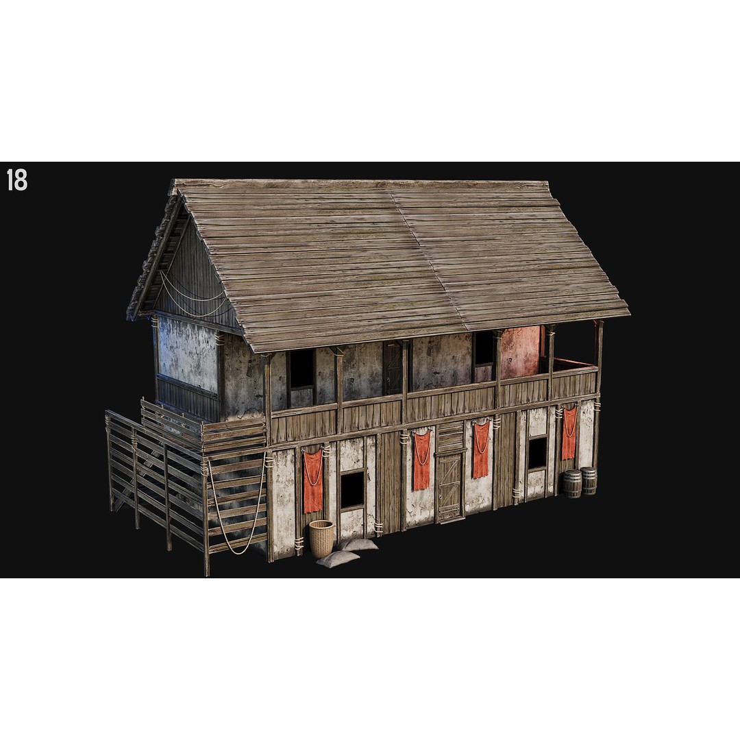 Medieval House 3D Model – Low Poly PBR Asset, FBX, OBJ, Blender - View 63