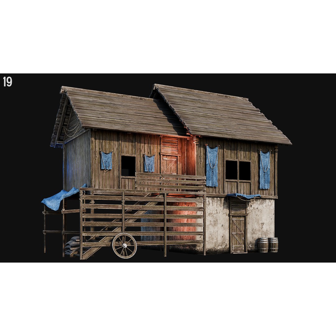 Medieval House 3D Model – Low Poly PBR Asset, FBX, OBJ, Blender - View 64