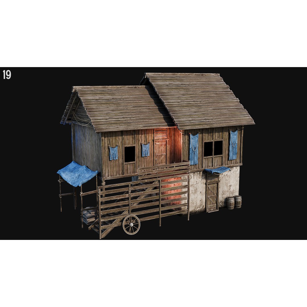 Medieval House 3D Model – Low Poly PBR Asset, FBX, OBJ, Blender - View 66