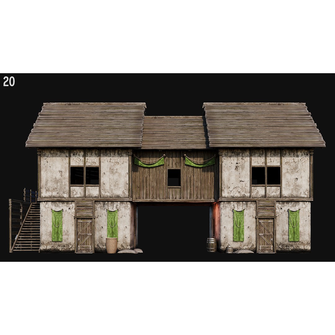 Medieval House 3D Model – Low Poly PBR Asset, FBX, OBJ, Blender - View 68