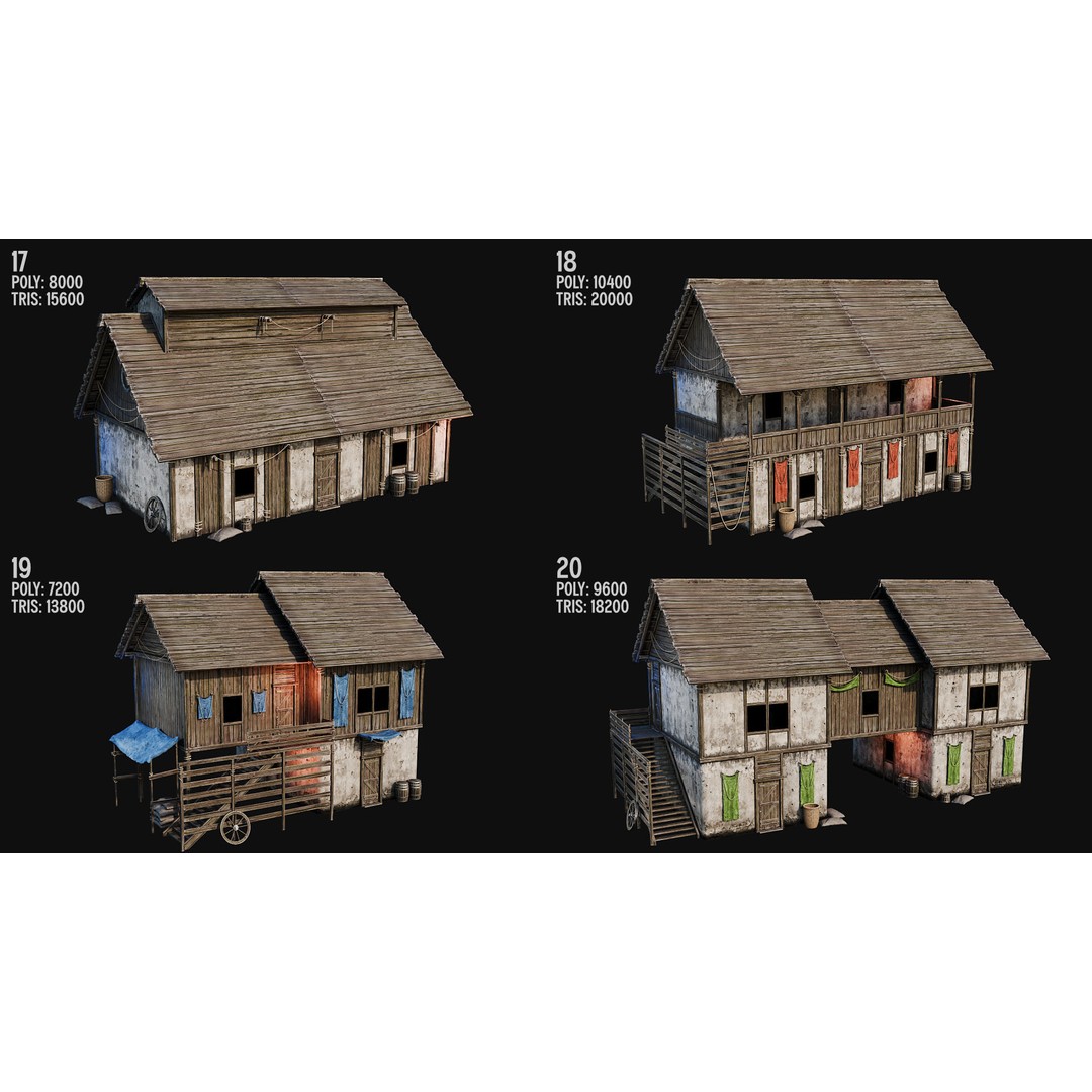 Medieval House 3D Model – Low Poly PBR Asset, FBX, OBJ, Blender - View 7