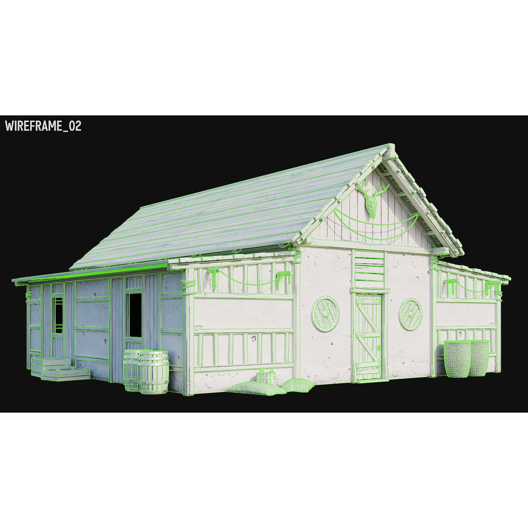 Medieval House 3D Model – Low Poly PBR Asset, FBX, OBJ, Blender - View 76